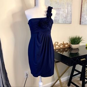 SWEET STORM Navy Blue Semi-Formal Fitted Dress